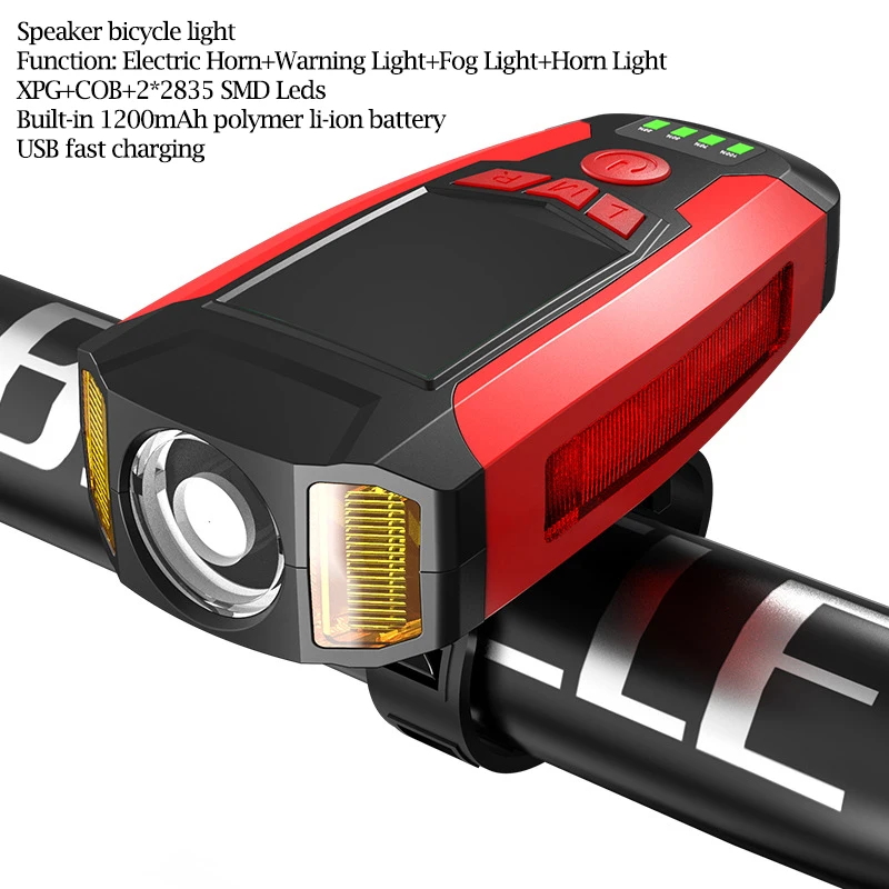 

Speaker Bike Front Light XPG COB Led USB Rechargeable Bicycle Light Rainproof Cycling Headlight 130db Horn Road MTB Riding Lamps
