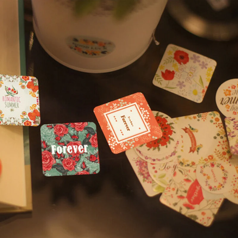 

Hot 38 Pcs/pack Lovely Gift Sticker Girl Diary Decoration Scrapbooking With Paper Box DIY Flower Print Memo Pad Paper Sticker