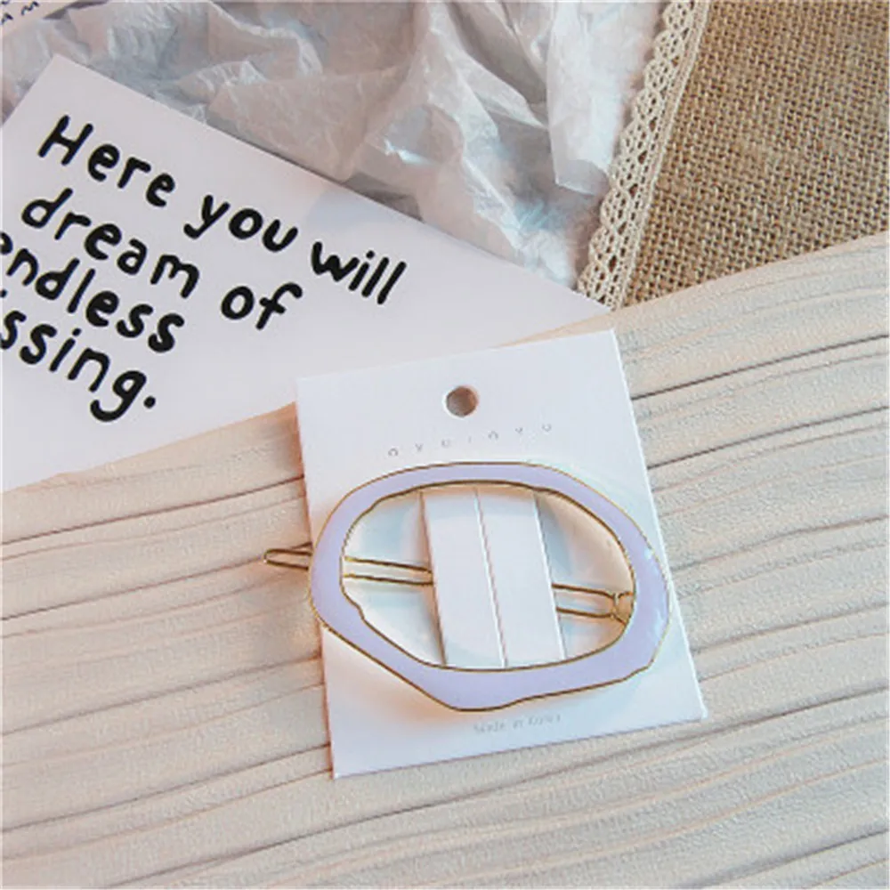 

Korean Simple Chic Drip Glaze Hollow Geometry Girl Candy Color Cute Hair Clip Bangs Clip Sweet Accessories Headwear Hair Pins
