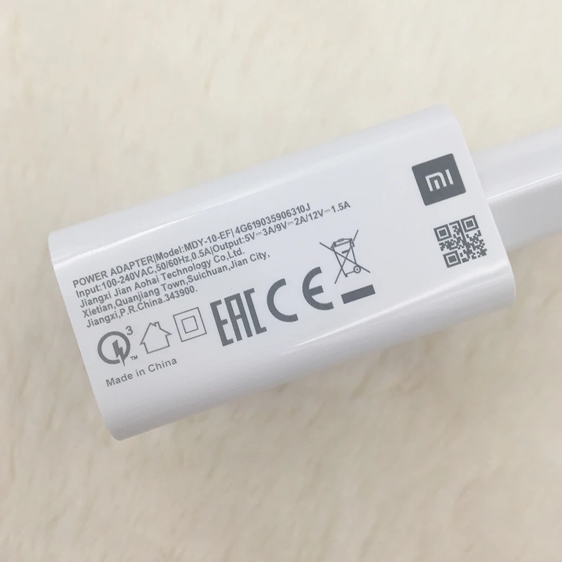 Оригинальный Xiaomi 18 Вт QC3.0 Usb адаптер для быстрой зарядки Micro USB / Type C кабель Mi 9Se 8 8se 9T