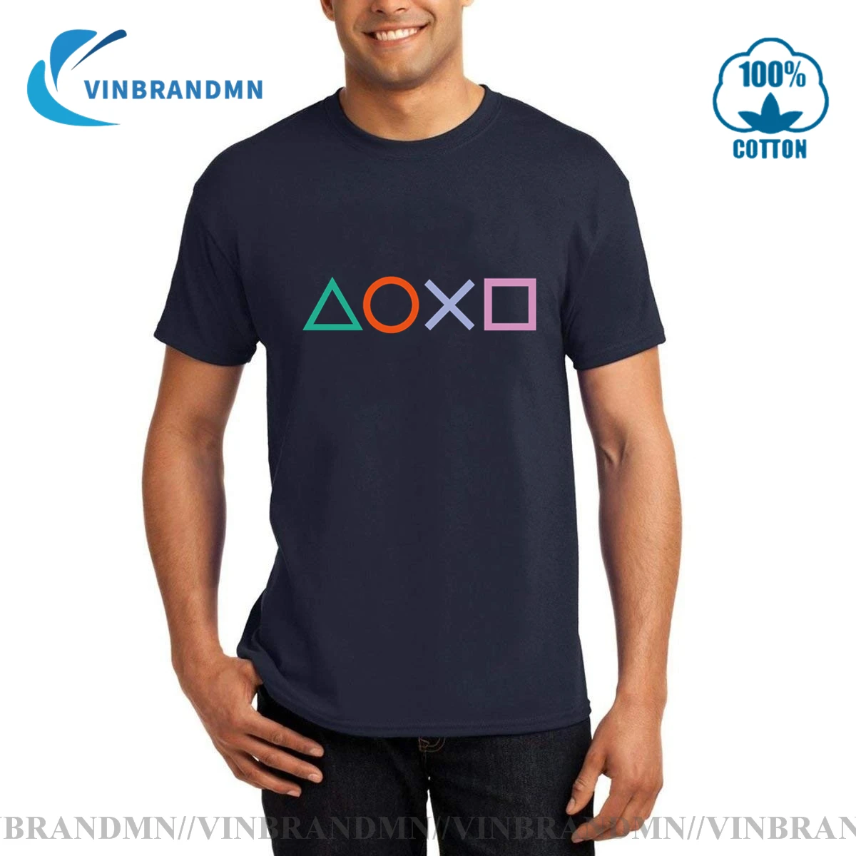 Футболка с пуговицами для контроллера PS5 Винтажная футболка логотипом PS Мужская