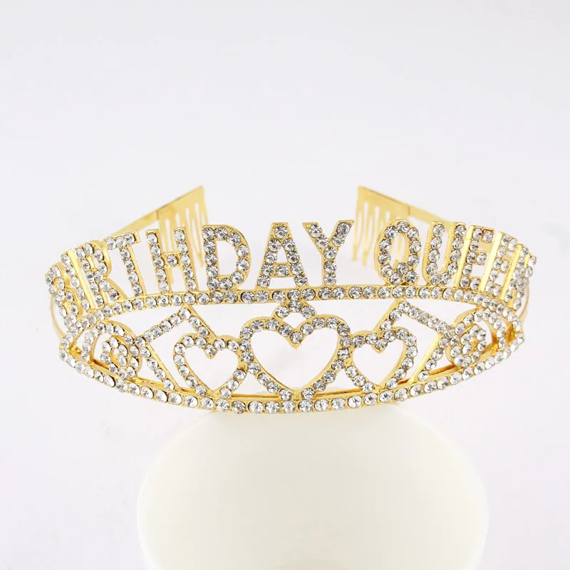 

Birthday Queen Tiara Crown Happy Party Supplies Crystal Princess Rhinestone for Women Decorations Easter Valentines Day
