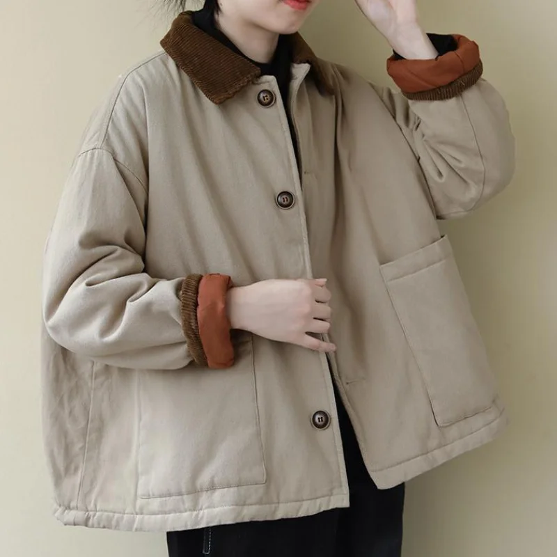 Aransue с хлопковой подкладкой зимняя одежда для женщин в винтажном стиле Сезон