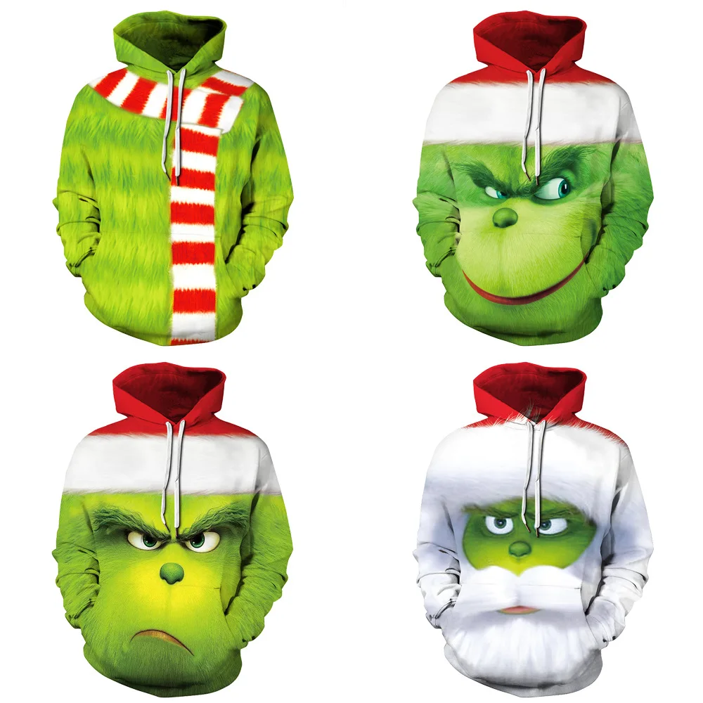 НОВАЯ РОЖДЕСТВЕНСКАЯ зеленая толстовка с капюшоном и длинным рукавом для