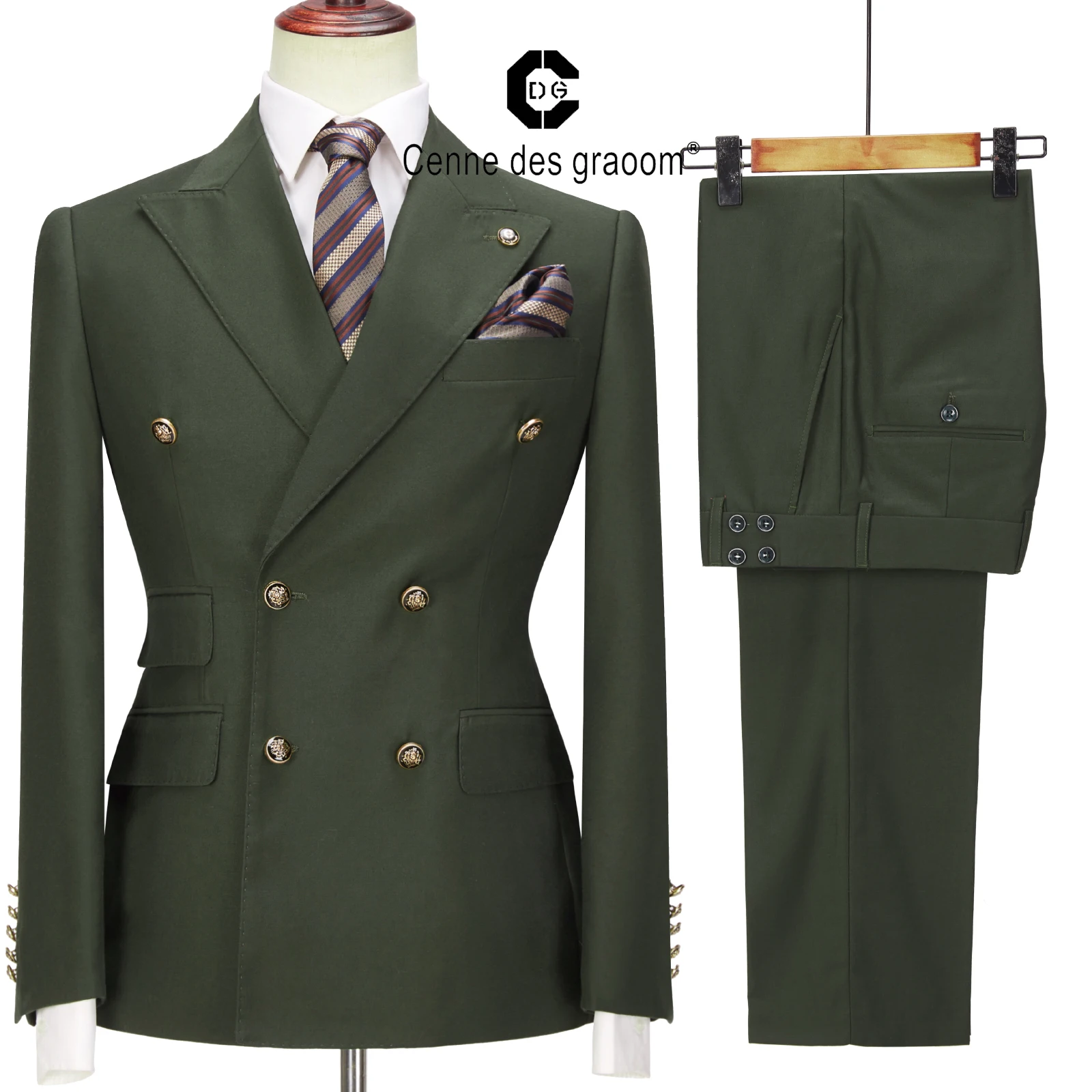 

Мужские костюмы Cenne Des Graoom, двубортный смокинг по индивидуальному заказу, блейзер, жилет, брюки, Свадебная вечеринка, костюм жениха, мужской с...