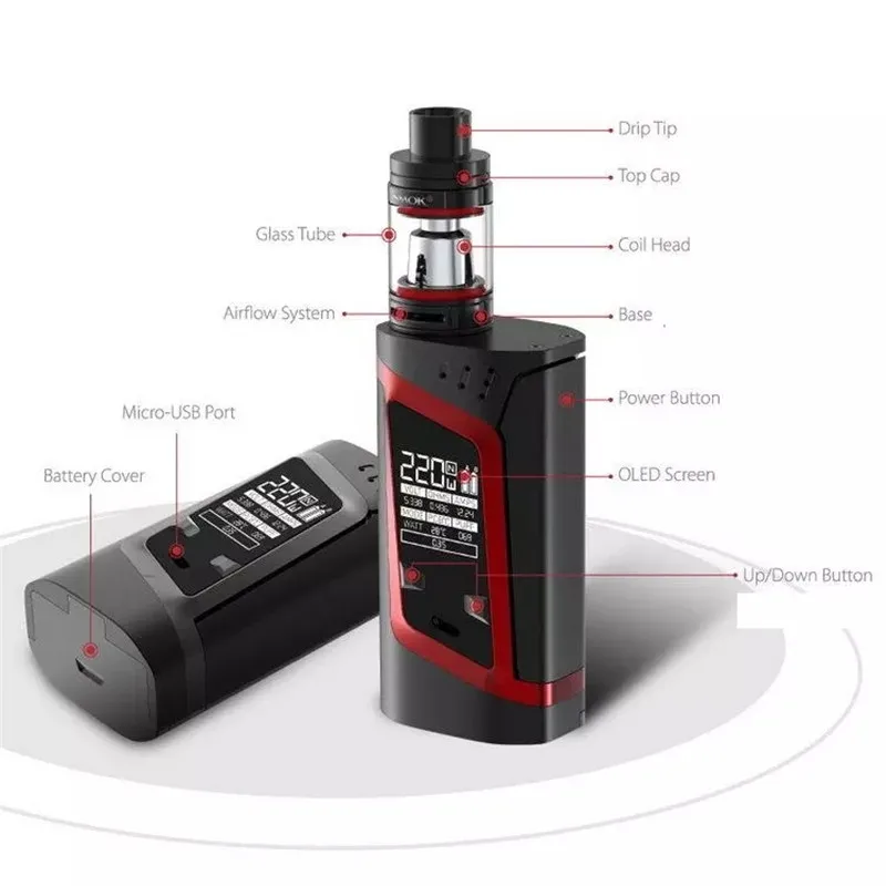Электронная сигарета SMOK Alien Kit боксмод 220 Вт спираль испарителя TFV8 Baby Tank S168|e hookah|kit