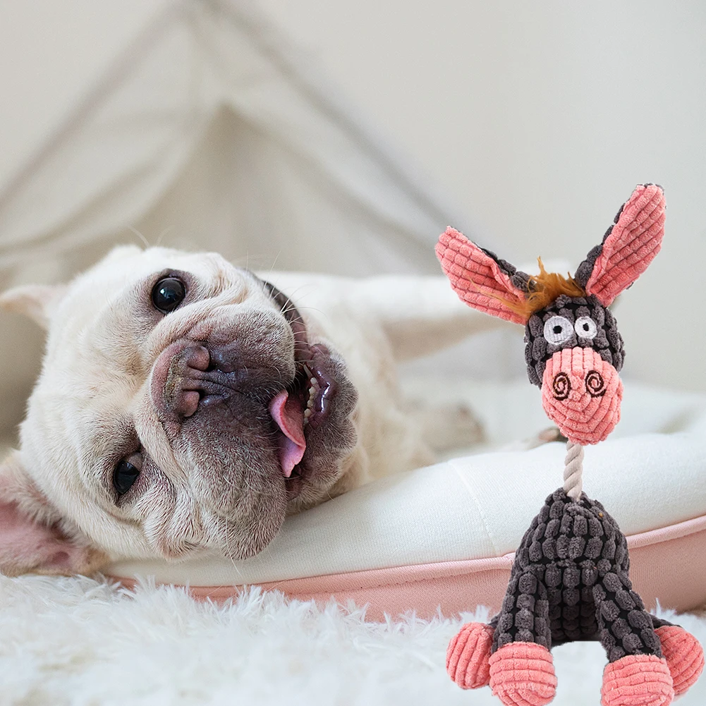 

Corduroy Dog Chewing Toys for Small Large Dogs Animal Shape Plush Pet Puppy Cleaning Teeth Chew Bite Resistant Toy Pets Training