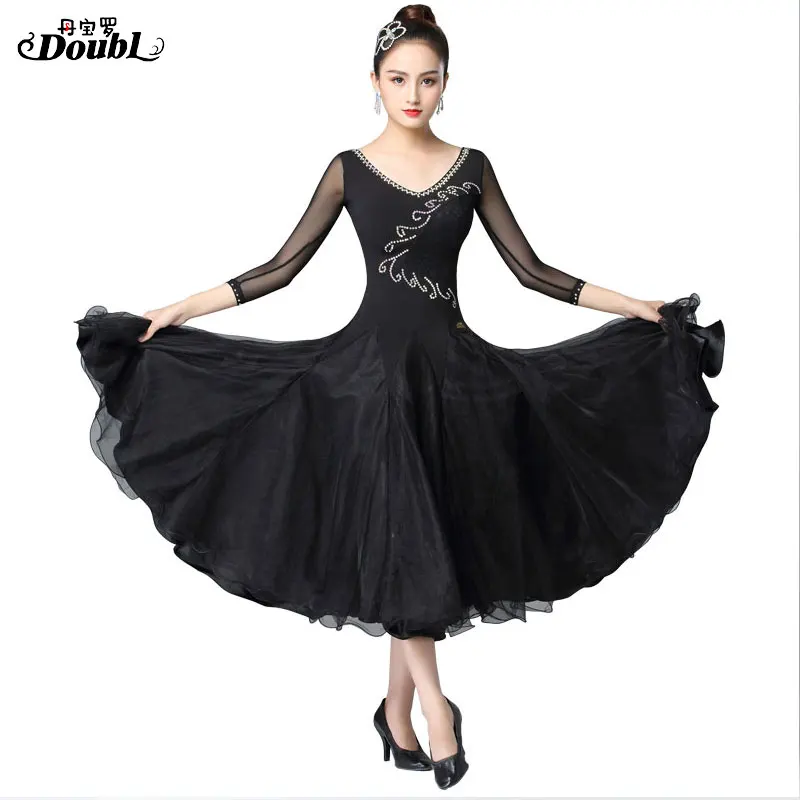 Двойное бальное платье стандартный женский костюм для танцев и выступлений