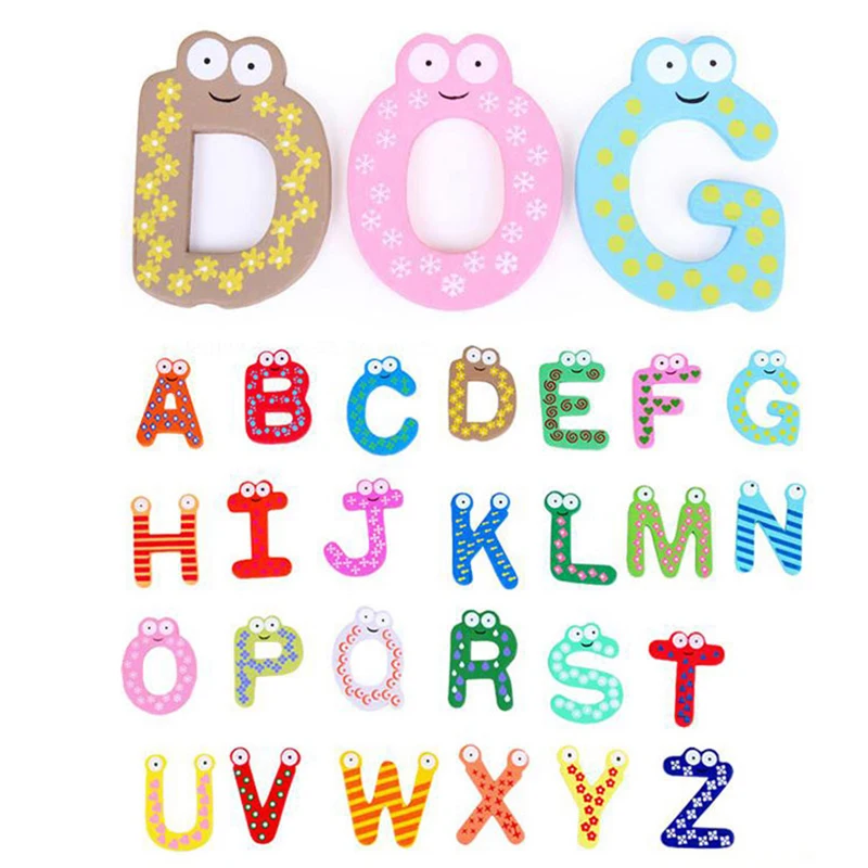 26 шт. деревянный магнит на холодильник алфавит буквы для детей держатель