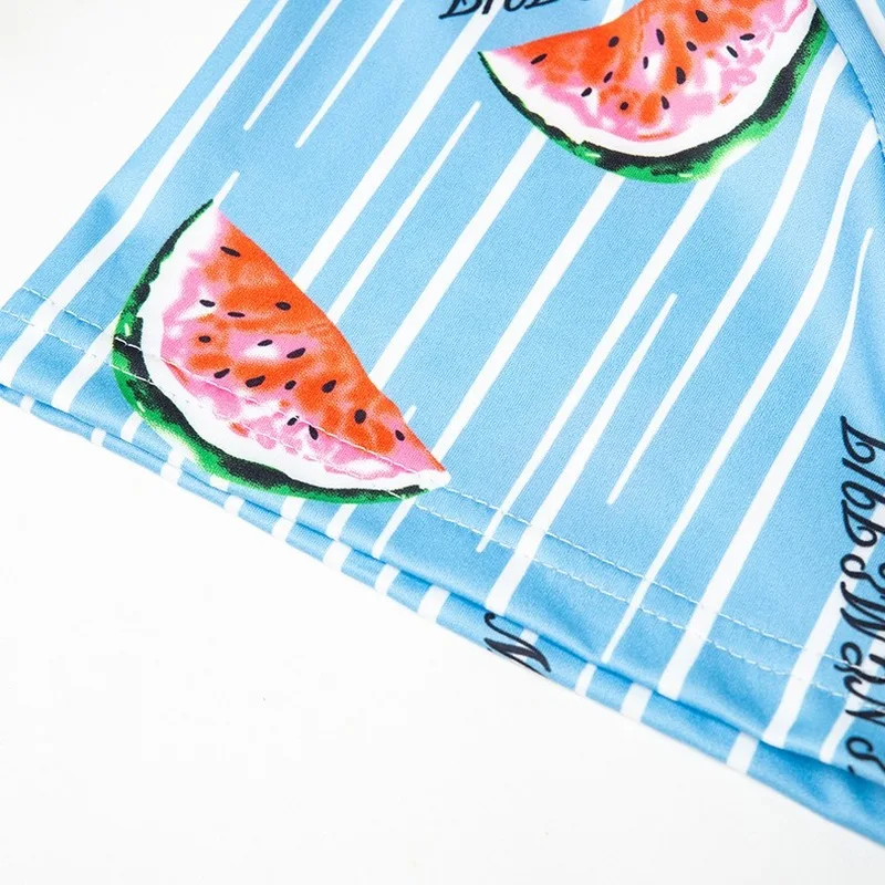 4XL Plus Size Women Summer Nice Pajama Sets Watermelon Printing Short Sleeve Pajamas Soft Pijamas Sleepwear Autumn Homewear