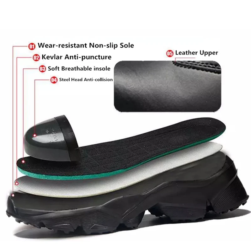 Мужские рабочие ботинки со стальным носком противоударные боевые ботильоны