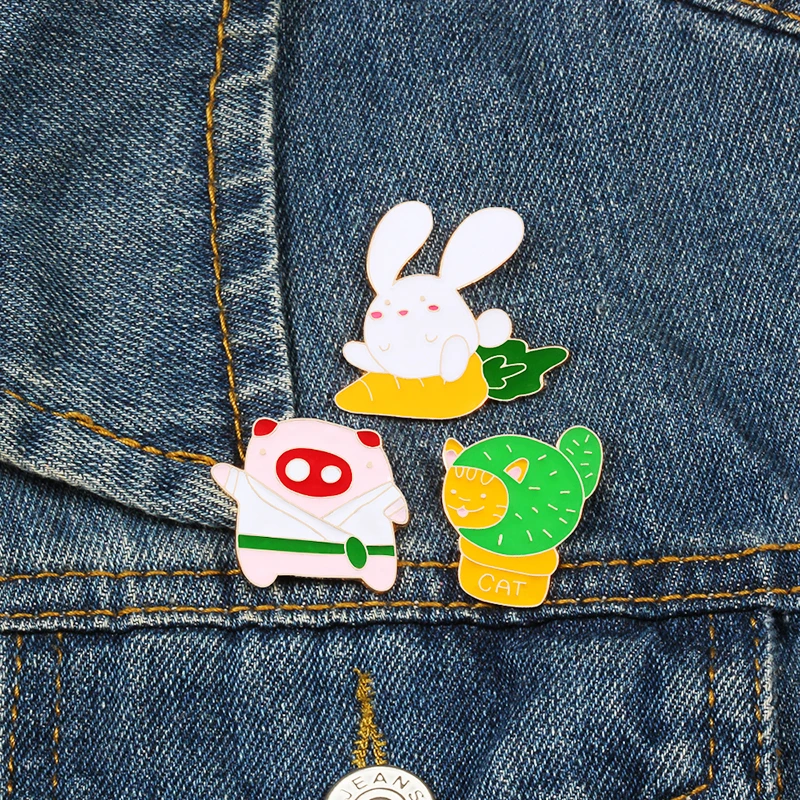 Брошь-Морковка в виде милого кролика брошь-значок мультяшного поросенка кошки