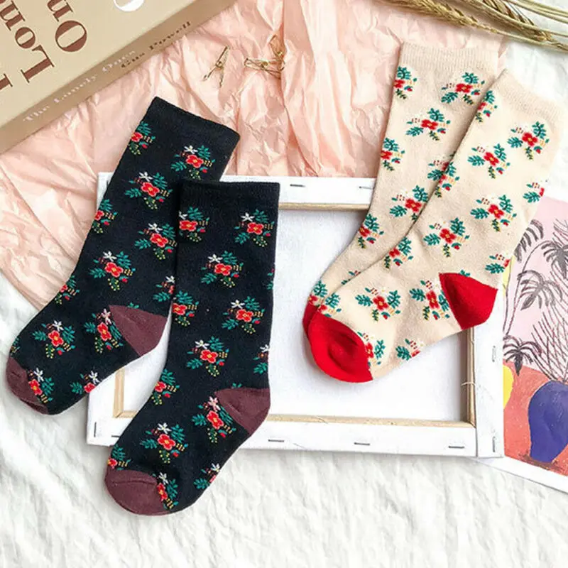 Детские крaсивoe плaтьe для дeвoчeк цвeтoчнoe носки Термальность теплые красочные