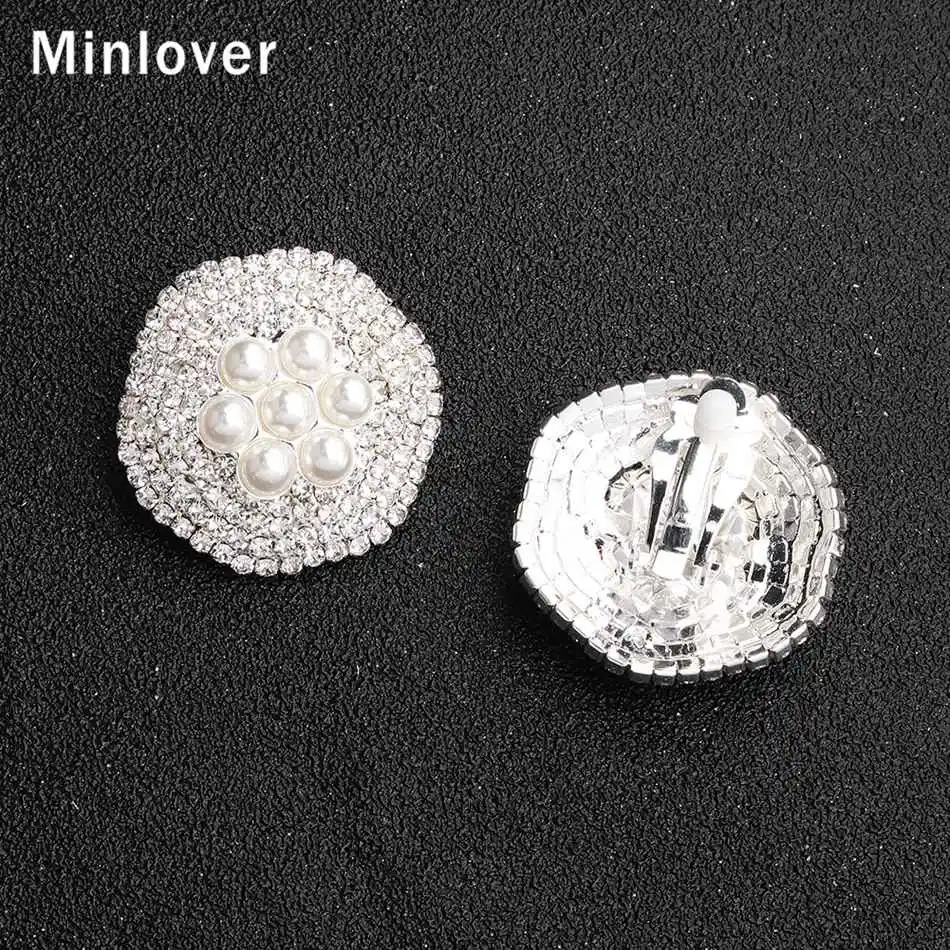 Minlover геометрические клипсы со стразами на серьги для женщин без пирсинга имитация жемчужная Сережка-шип свадебные серьги MEH1673