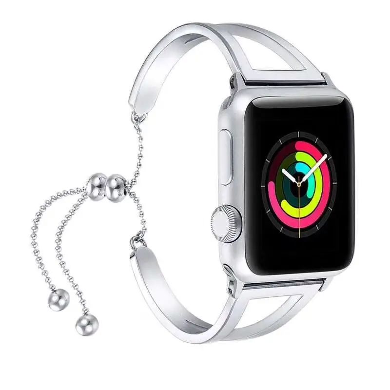 Модный браслет ремешок для наручных часов Apple Watch 38 42 40 44 из нержавеющей стали с