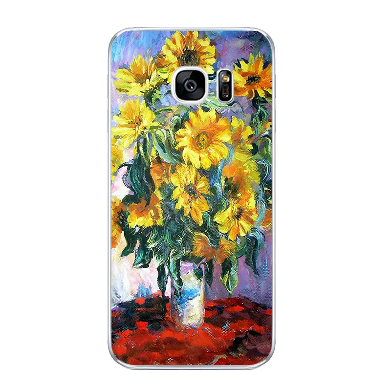 For Samsung Galaxy J3 J5 J7 2016 Phone Case S4 S6 S7 Edge Plus Shell C5 C7 Transparent Cover Soft Silicon Monet Garden Pattern | Мобильные