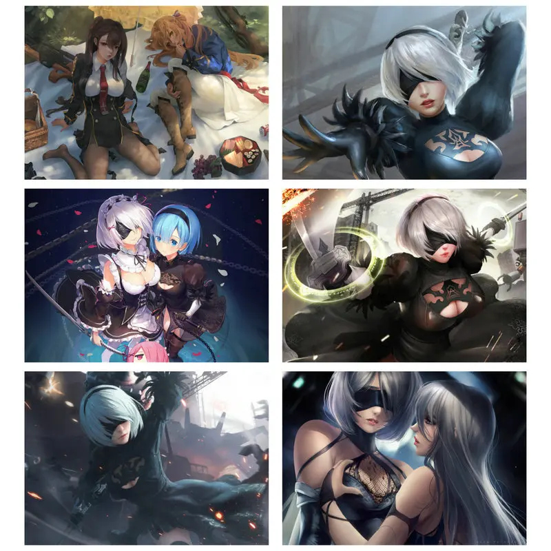 Карточка из бумаги 250 г/кв. М боди ярко-розового цвета обнаженный OVERWATCH NieR Automata