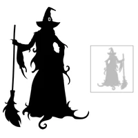 2020 new halloween metal cutting dies broom witch silhouettes die cut scrapbooking for diy craft card paper making no stamps set