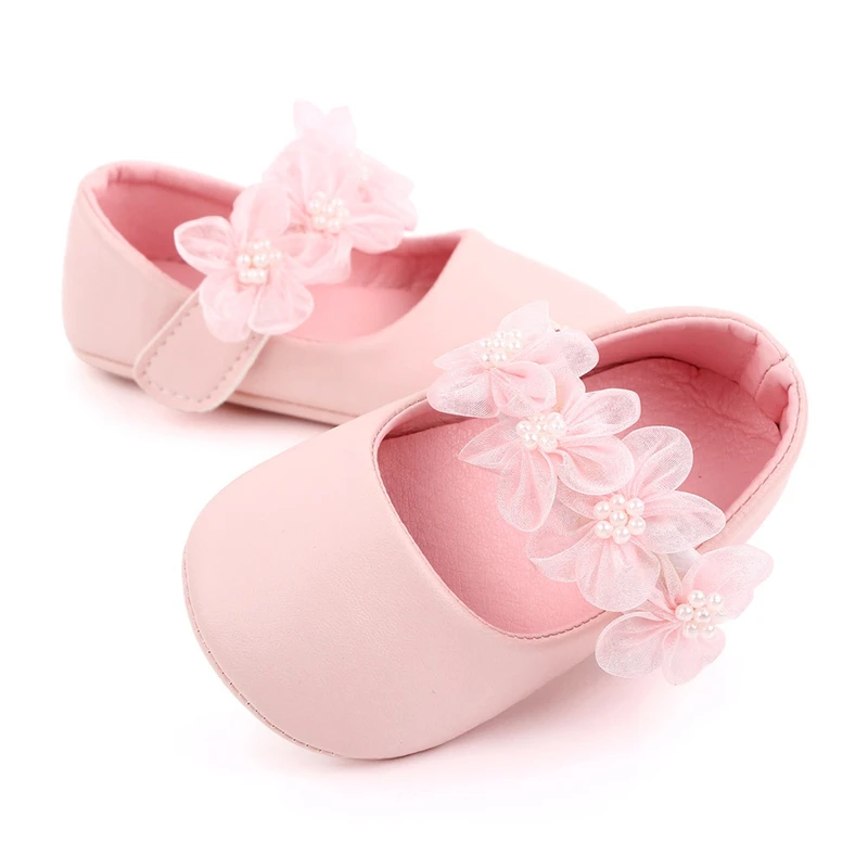 Zapatos de princesa para primeros pasos para ni&ntilde;a, cadena de flores para cuna, elegantes, suela antideslizante de goma, suaves y c&oacute;modos-2