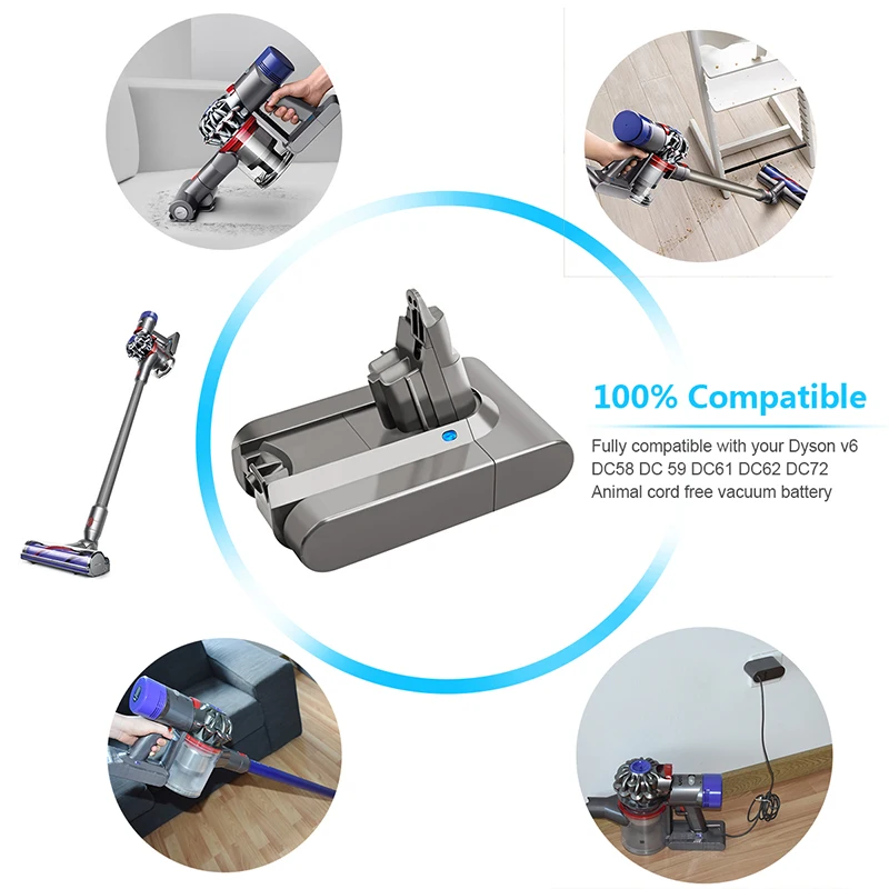 Литий-ионный аккумулятор Powtree 21 6 в 6000 мАч для пылесосов Dyson V6 DC58 DC59 DC61 DC62 DC74 SV09 SV07 SV03