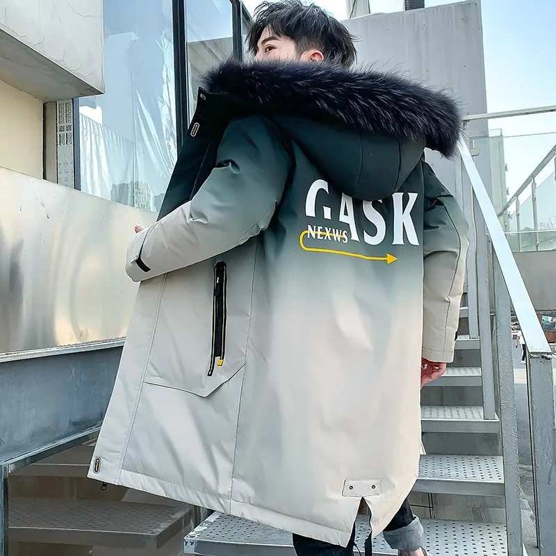 

Winter Jacket Men clothing 2021 New Parka Men Thick Warm Long Coats Gradient Fashion Men High quality Hooded jacket