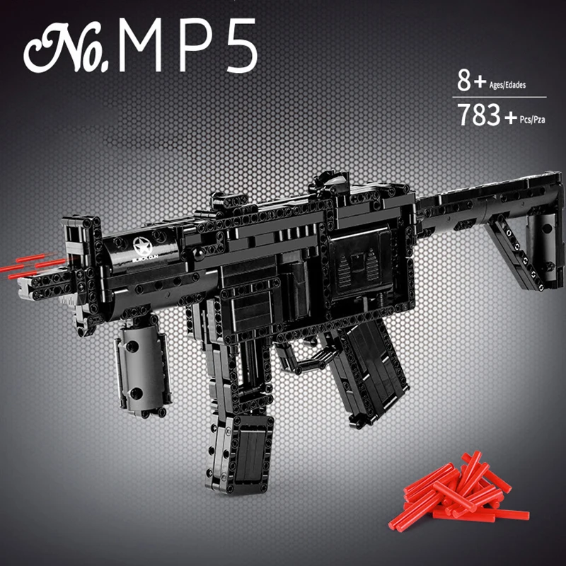 783 шт. Военная серия MP5 пистолет пулемет электродвигатель строительные блоки