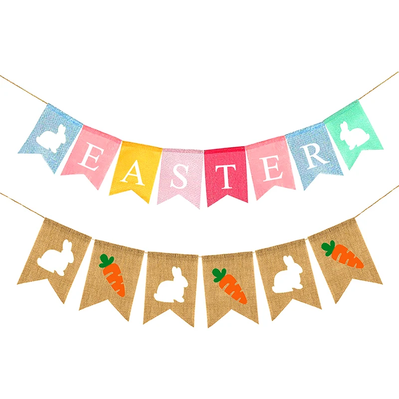 

Пасха в декорированном мешковиной горшке Баннер Висячие декоративные ласточкин хвост баннер Пасха вечерние принадлежности (красочные, Пас...