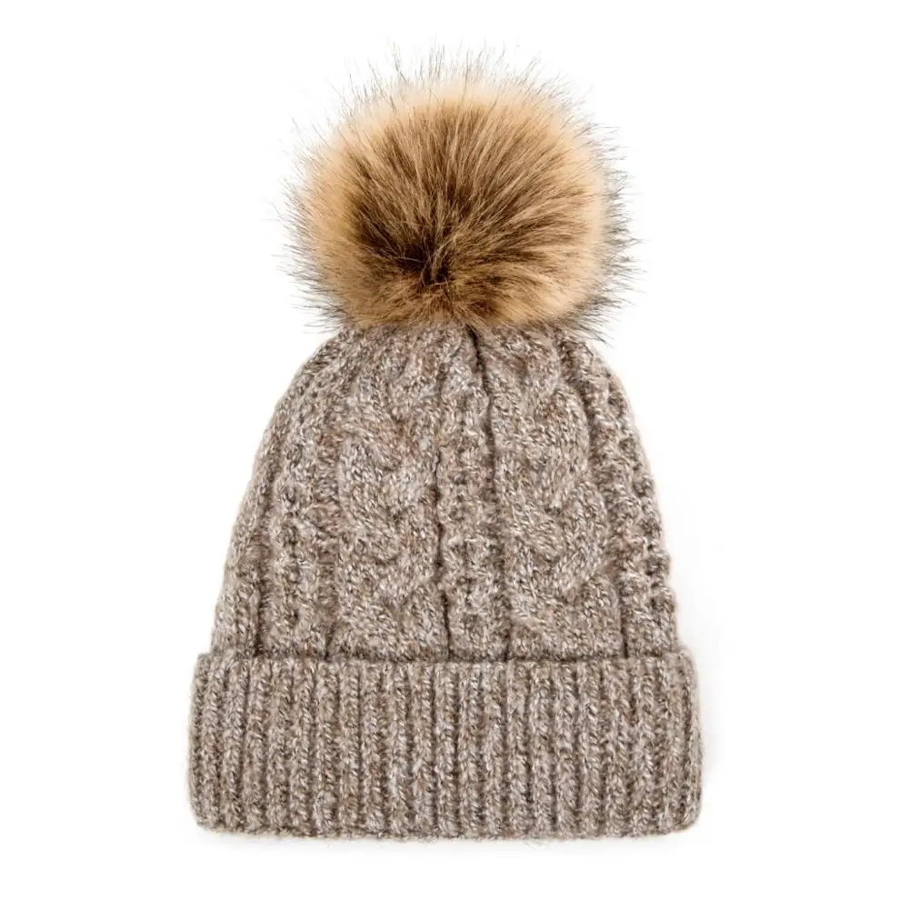 Новая женская вязаная теплая шапка с помпоном Мужская кашемировая зимняя одежда