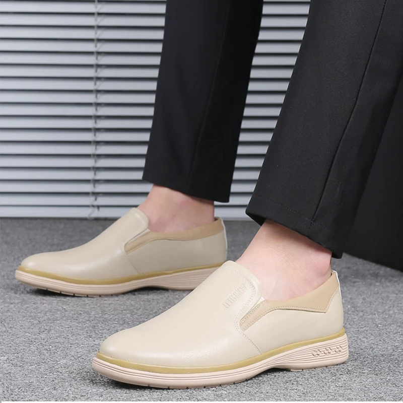 

Men's Leather Shoes Breathable Leather Business Casual Middle-Aged Pure Leather Case Feet Beef Tendon Sole Dad Shoes