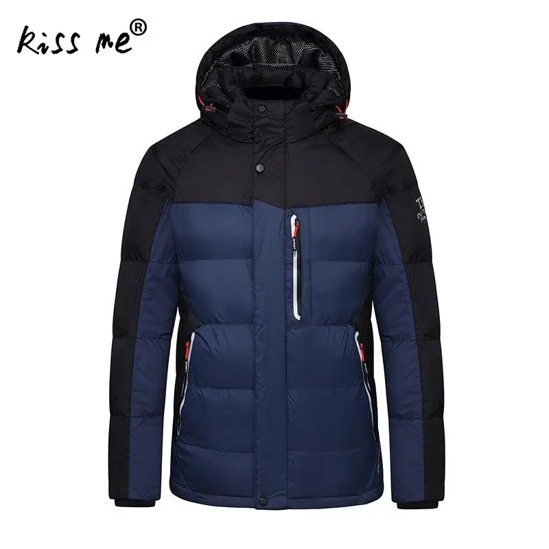 Утолщенный теплый зимний пуховик с капюшоном однотонный ветрозащитный Теплый