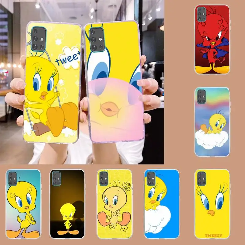 

Hot Cartoon Tweety Bird Piolin Phone Case For Samsung S21 S30 S10 S9 S8 S7 A31 A12 A70 A52 A30 lite plus ultra soft Cover Fundas