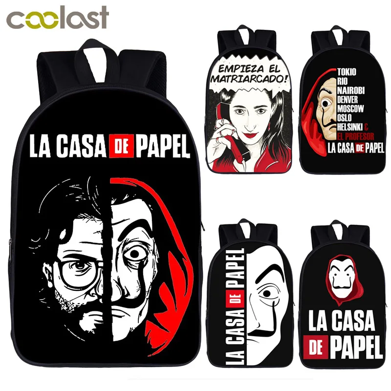 Деньги Heist рюкзак Для женщин мужчины ТВ шоу La Casa De Papel комплекты для мальчиков и