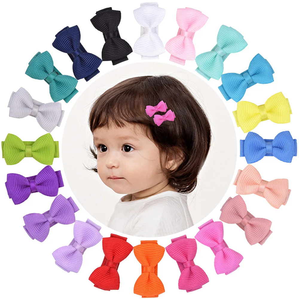 

20pcs/lot 1.2 Inch Colorful Barrettes for Baby Girls Boutique Hair Clip Bows Ribbon Hairpins Hairgrip headwear For Children