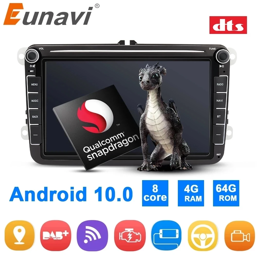 Eunavi 2Din Android автомобильное радио GPS для VW Passat B5 B6 CC Polo GOLF 5 6 Touran Jetta Tiguan Bora Magotan
