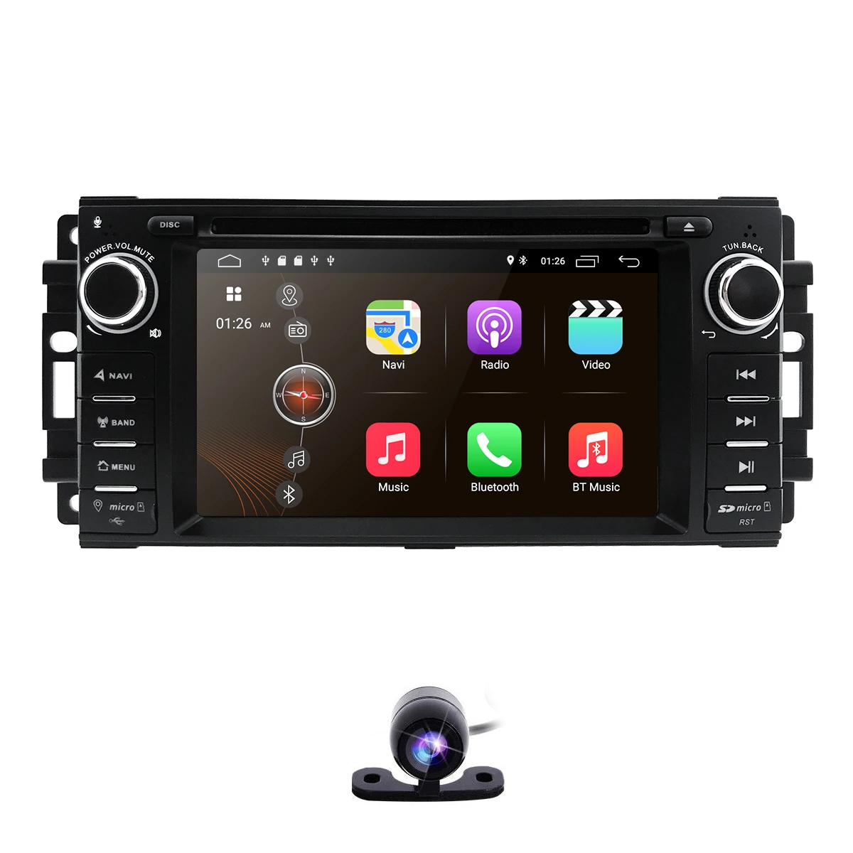 Camera3 Android9.0 стерео gps DVD плеер для Dodge Ram Challenger Jeep Wrangler JK головное устройство один Din сенсорный экран Indash Радио BT - Цвет: Camera3