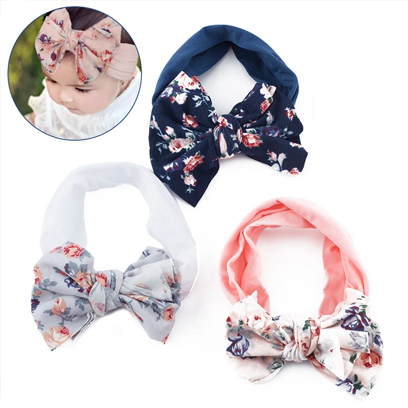 Diadema de flores el&aacute;stico estampado para ni&ntilde;os y reci&eacute;n nacidos, bandanas con lazo para beb&eacute;, sombreros ni&ntilde;as, regalos bonitos, accesorios para fotos-1