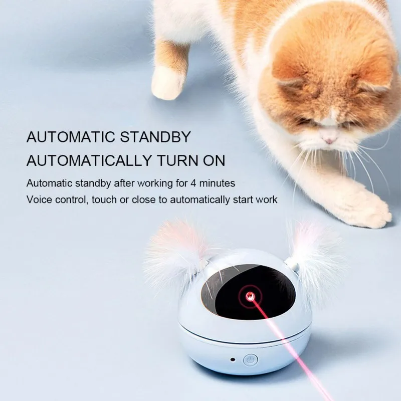 

Electronic Motion Cat Feather Infrared Toy Flutter Rotating Interactive Puzzle Smart Pet Cat Ball Cat Teaser Toys For Cat kitten