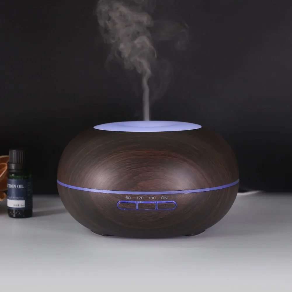 

Wood Grain Essential Oil Diffuser 300ml Ultrasonic Air Humidifier With 7 Colors Changing LED Aroma Lamp For Home Office SPA