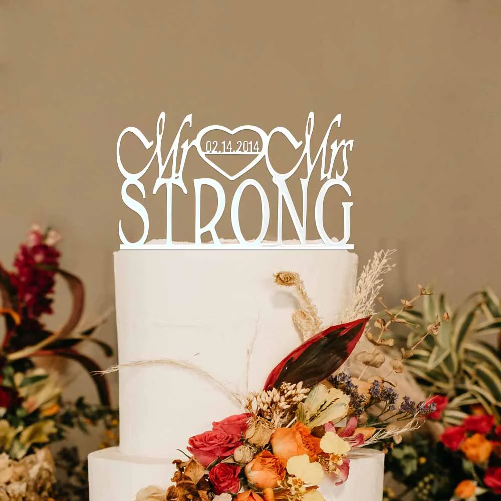 

Изготовленный На Заказ Топпер для свадебного торта с именем и Памятной датой, персонализированный декор для торта в виде сердца мистер и ми...