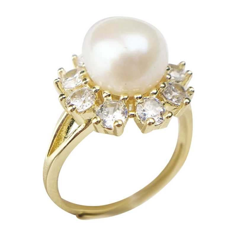 

Freshwater Pearl Ring Girls Simple Jewelry Color Preserving Open Ring