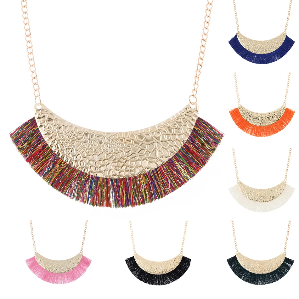 Женское Ожерелье с кисточками для женщин этнический массивные ожерелья и кулоны