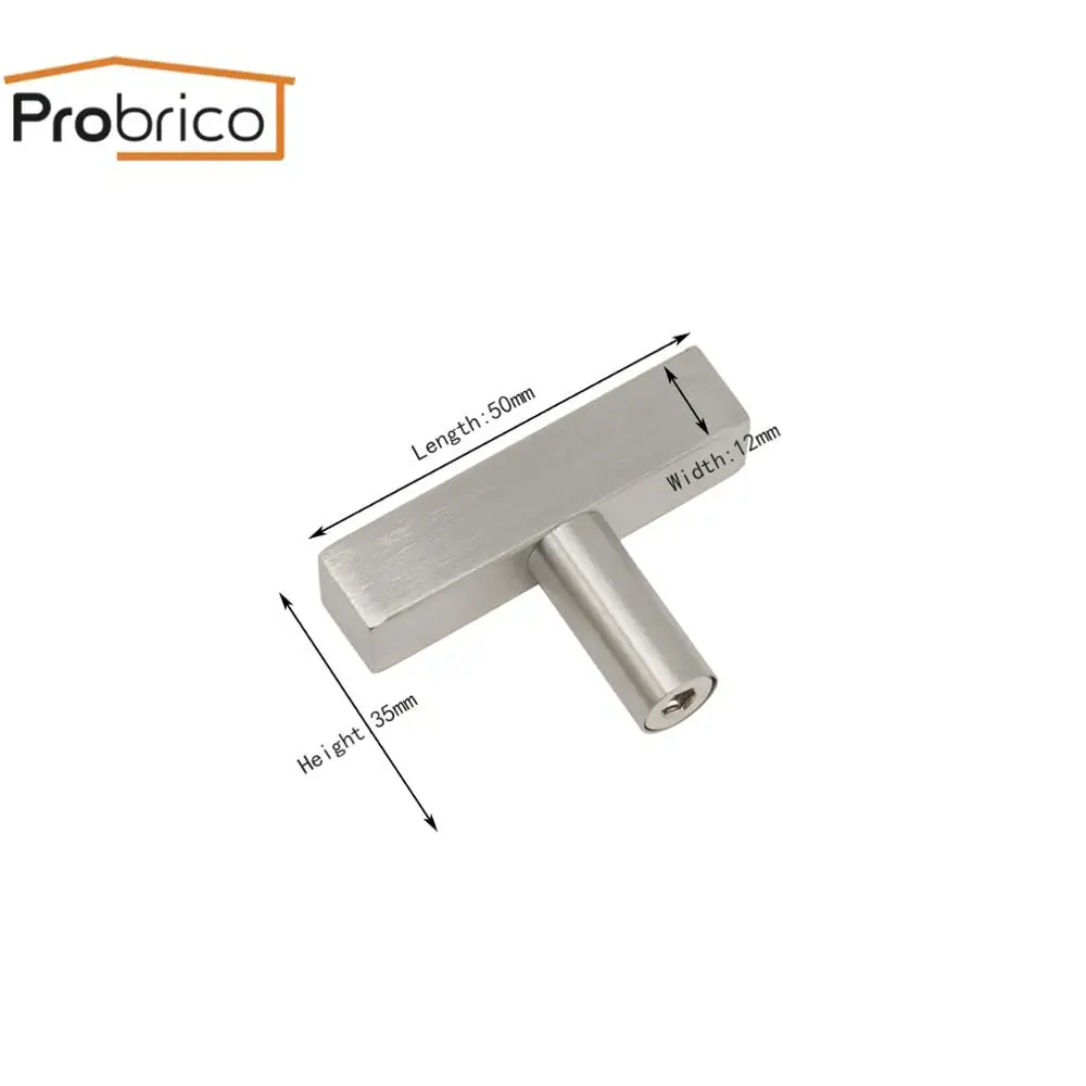 Probrico ручки для шкафа, мебельные ручки, нержавеющая сталь, матовая ручка для кухонной двери 12*12 мм, квадратные ручки для ящика, фурнитура - Цвет: single hole