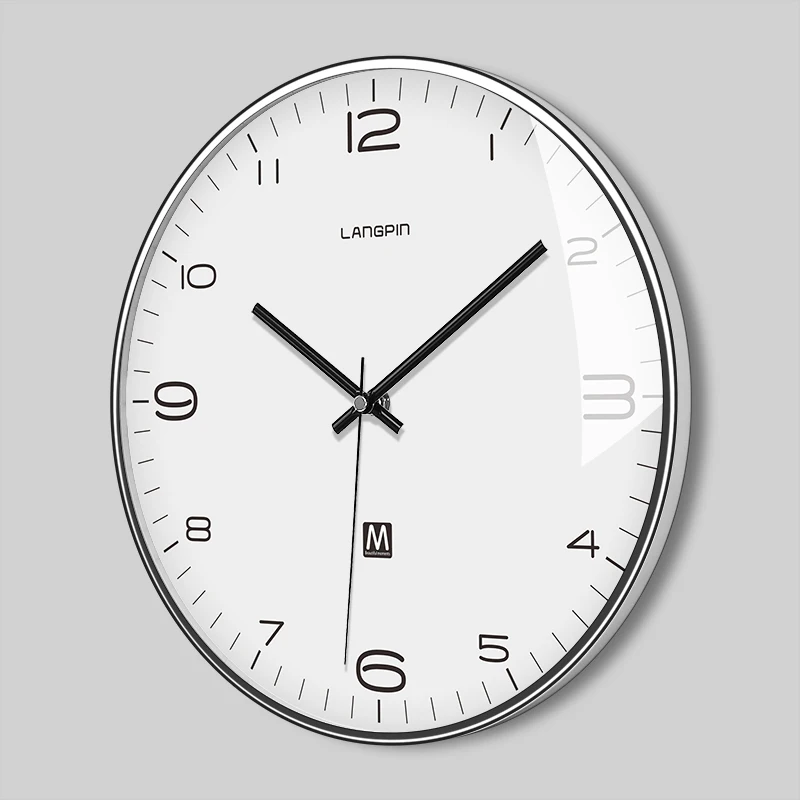 Большие бесшумные настенные часы в скандинавском стиле металлические для