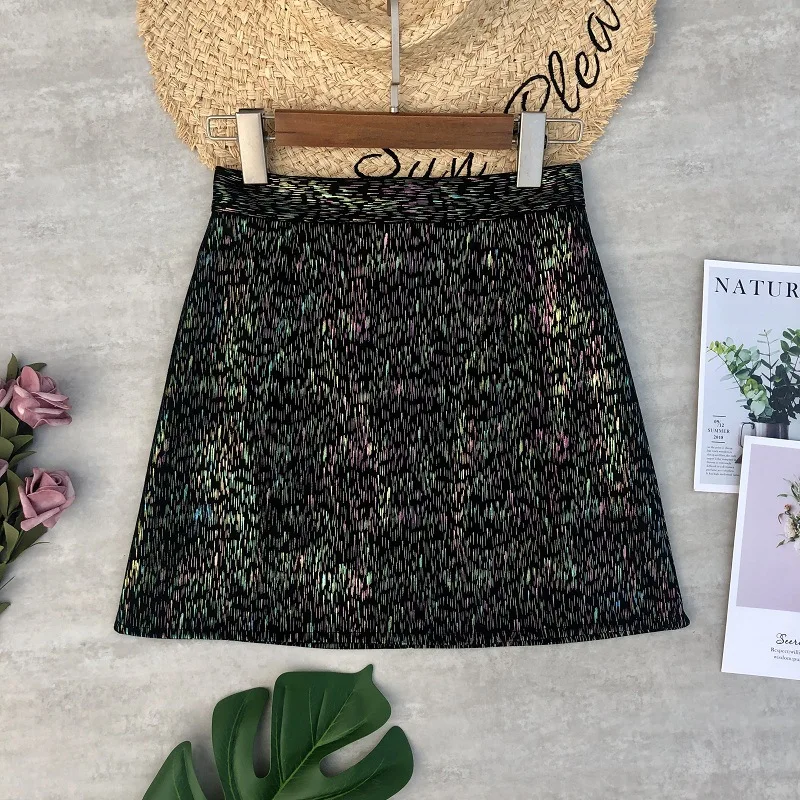 2020 зима и осень Новое поступление корейский стиль Женская яркая шелковая юбка из