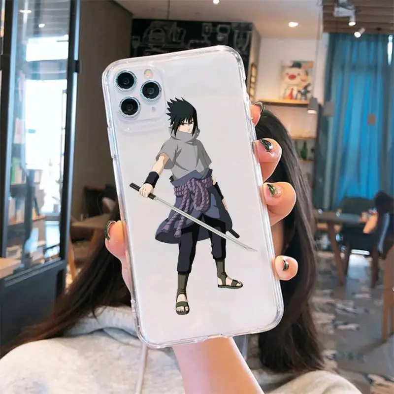 

Anime Naruto Uchiha Sasuke Phone Case Transparent soft For iphone 5 5s 5c se 6 6s 7 8 11 12 plus mini x xs xr pro max