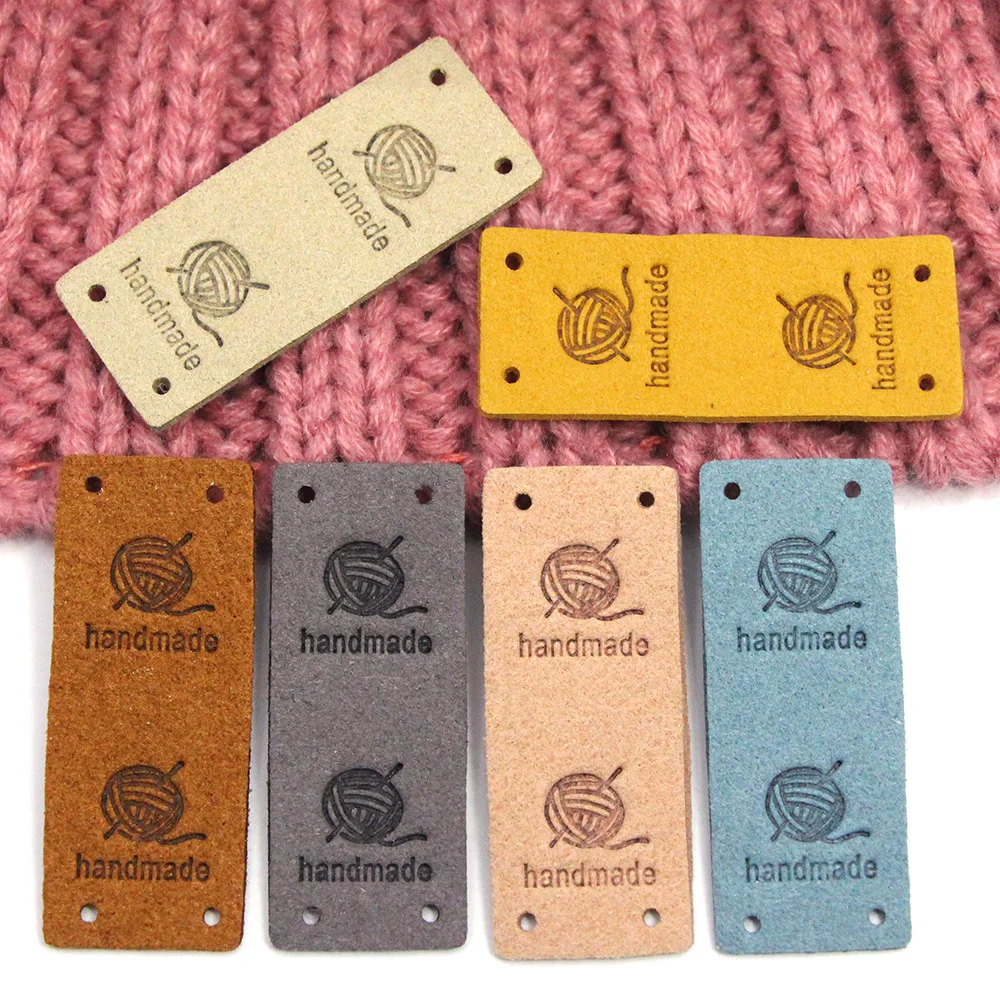 20 штук шарики пряжи кожанная этикетка для одежды ручной работы этикетки теги