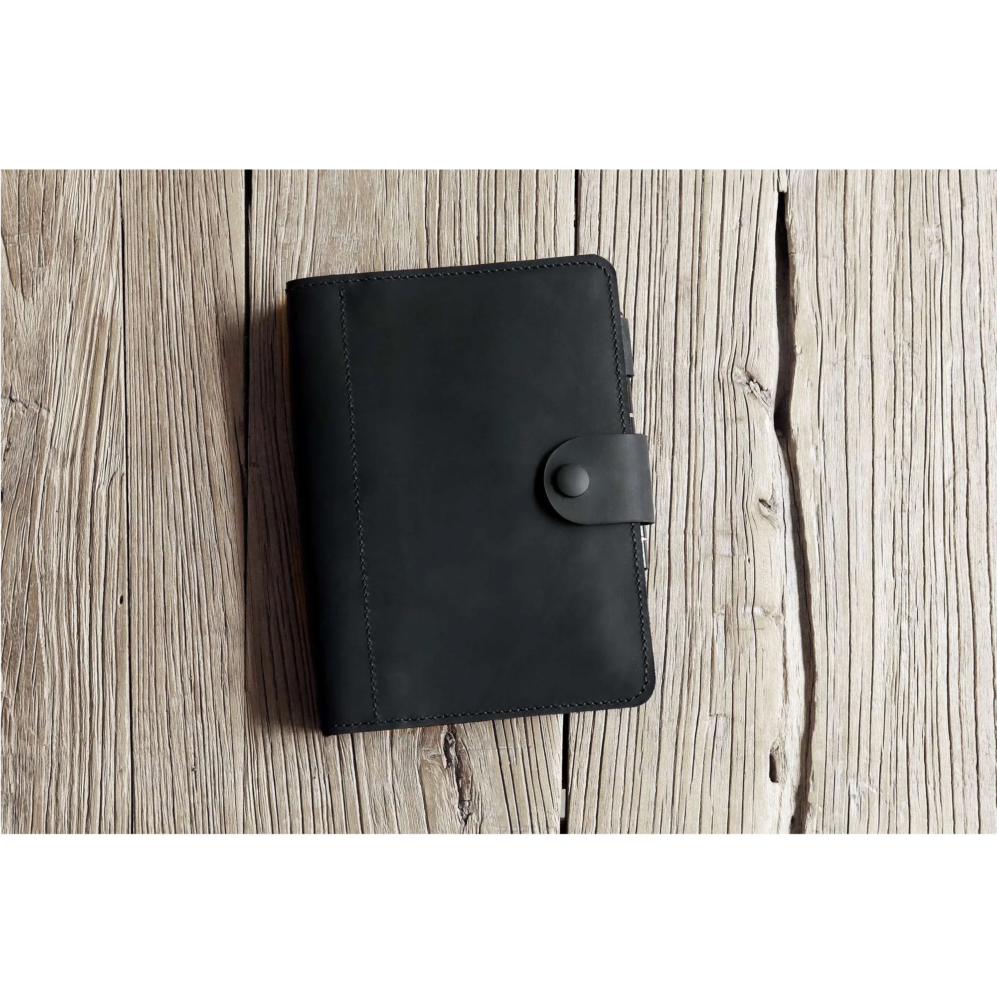 Черный кожаный ежедневник A5