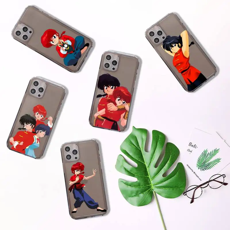 

Ranma Japan amine Phone Case For iPhone 7 8 11 12 X XS XR MINI Pro Max Plus Retro Black Grey clear transparent