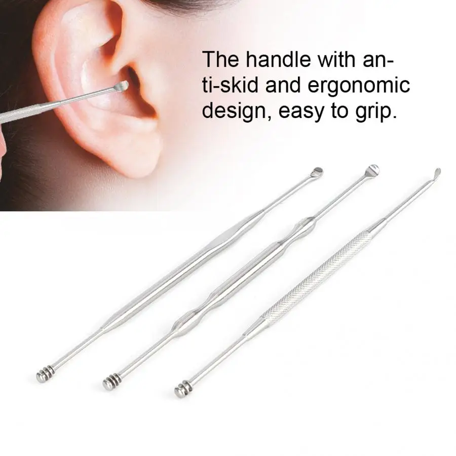 3 шт./компл. из нержавеющей стали двухсторонняя ушной воск кюретка для удаления