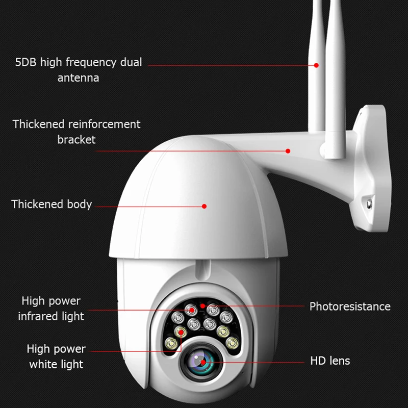 1080P HD PTZ Беспроводная IP камера Wifi уличная скоростная купольная CCTV безопасности 4X